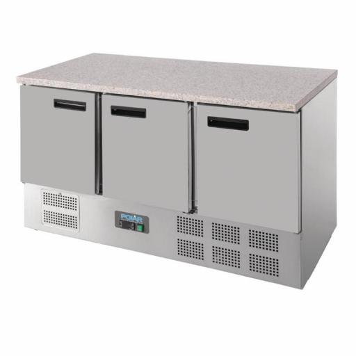 Mostrador frigorífico con mesa encimera de mármol y 3 puertas 368L. Polar CL109 [1]