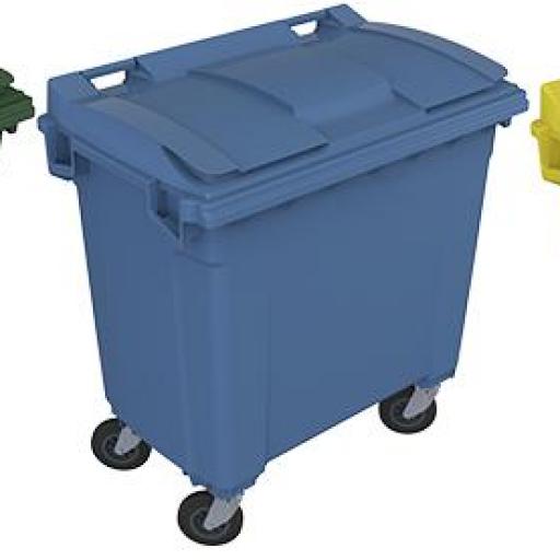Contenedor de residuos con tapa y ruedas de 1.000 litros  [1]