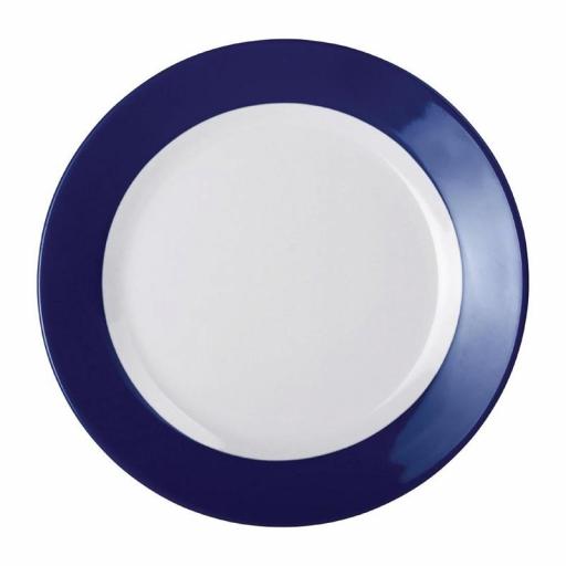 Juego de 6 platos llanos de melamina borde azul Gala Kristallon Olympia  [0]