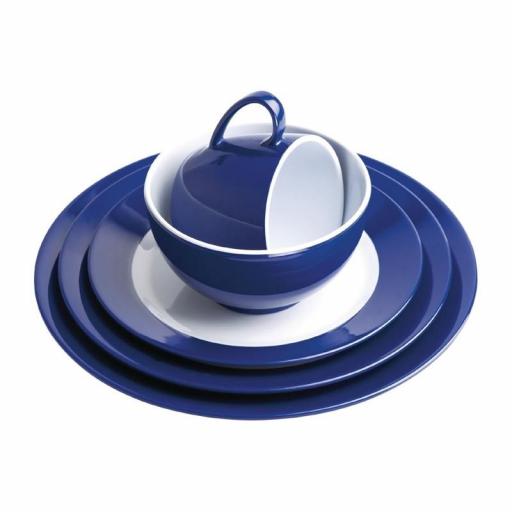 Juego de 6 platos llanos de melamina borde azul Gala Kristallon Olympia  [1]