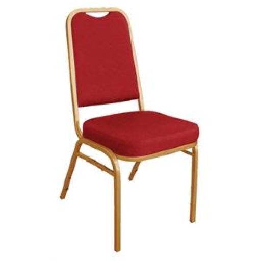 Juego de 4 sillas de banquete respaldo cuadrado tapizado liso rojo Bolero DL016 [0]