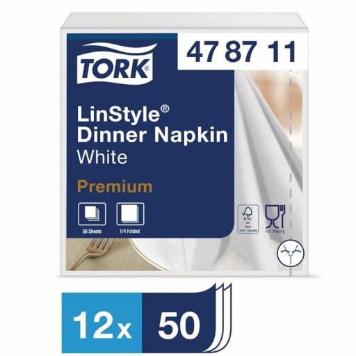  Caja 600 servilletas blancas 40x40cm Tork Premium Linstyle® DP180 [2]