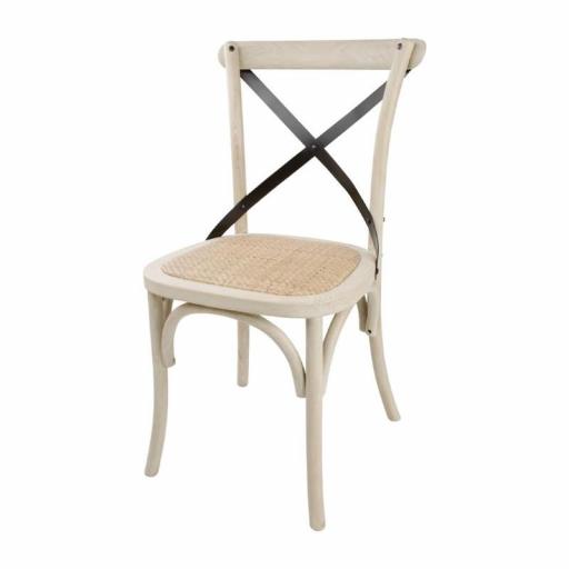 Juego de 2 sillas de madera color arena con respaldo de metal en cruz Bolero DR306