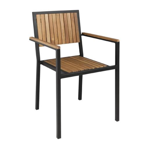 Juego de 4 sillas de madera de acacia y acero con brazos Bolero DS151 [0]