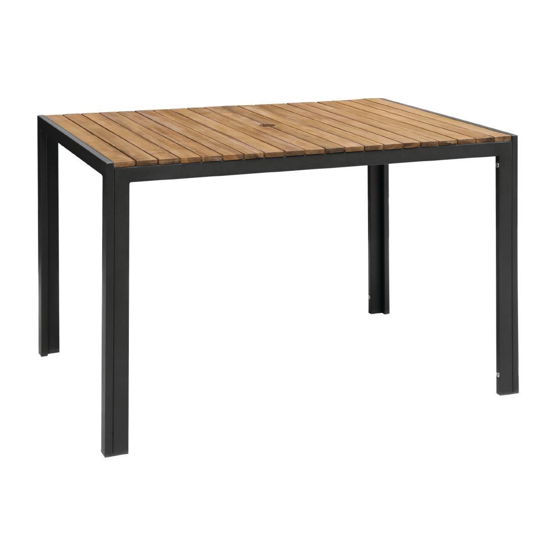 Mesa rectangular 120x80cm de acero y madera de acacia Bolero DS153