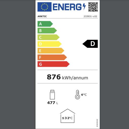 Armario expositor refrigerado 2 puertas de cristal 448L Arktic Hendi [6]