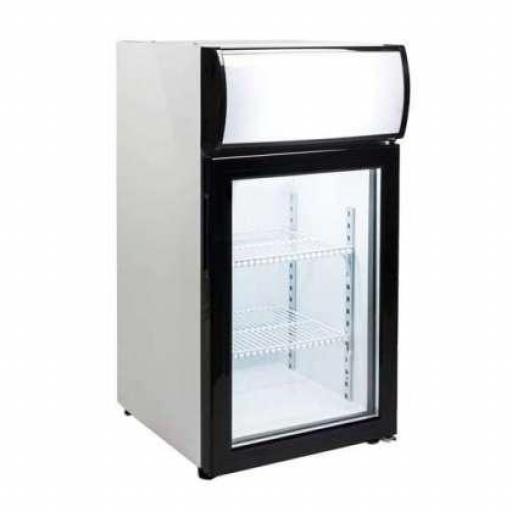 Expositor de congelación de sobremesa de puerta de cristal 50L. Línea Pekín FT50L