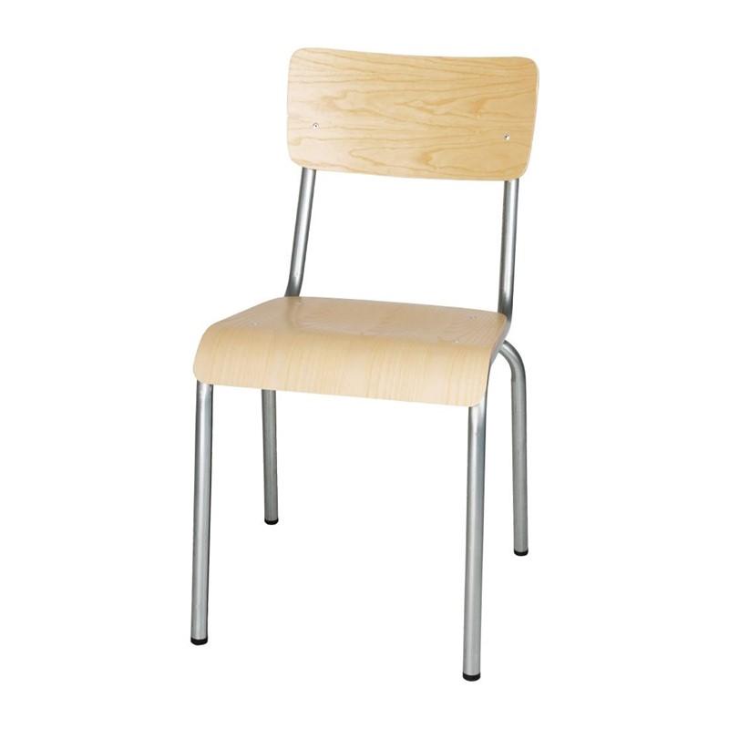 Juego de 4 sillas de bar de acero galvanizado y madera de fresno Bolero FB946