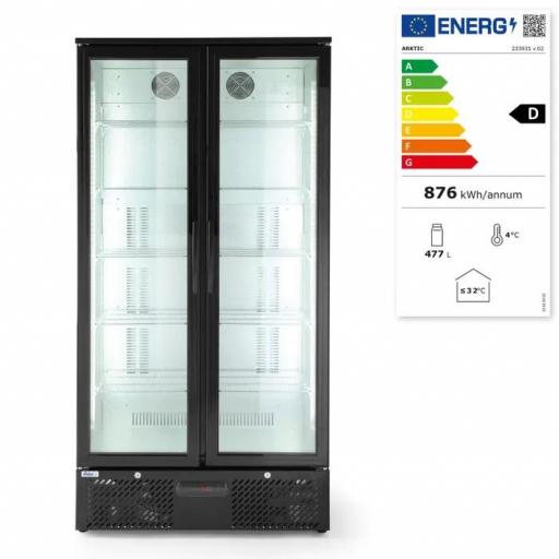 Armario expositor refrigerado 2 puertas de cristal 448L Arktic Hendi [1]