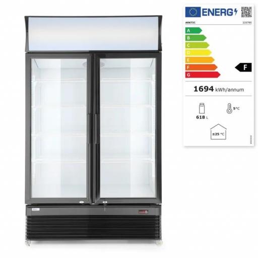 Vitrina frigorífica 2 puertas cristal con canopi luminoso 618L Arktic Hendi [1]