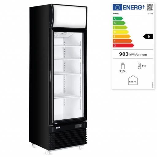 Armario expositor refrigerado 1 puerta cristal con canopi luminoso 313L Arktic Hendi [1]