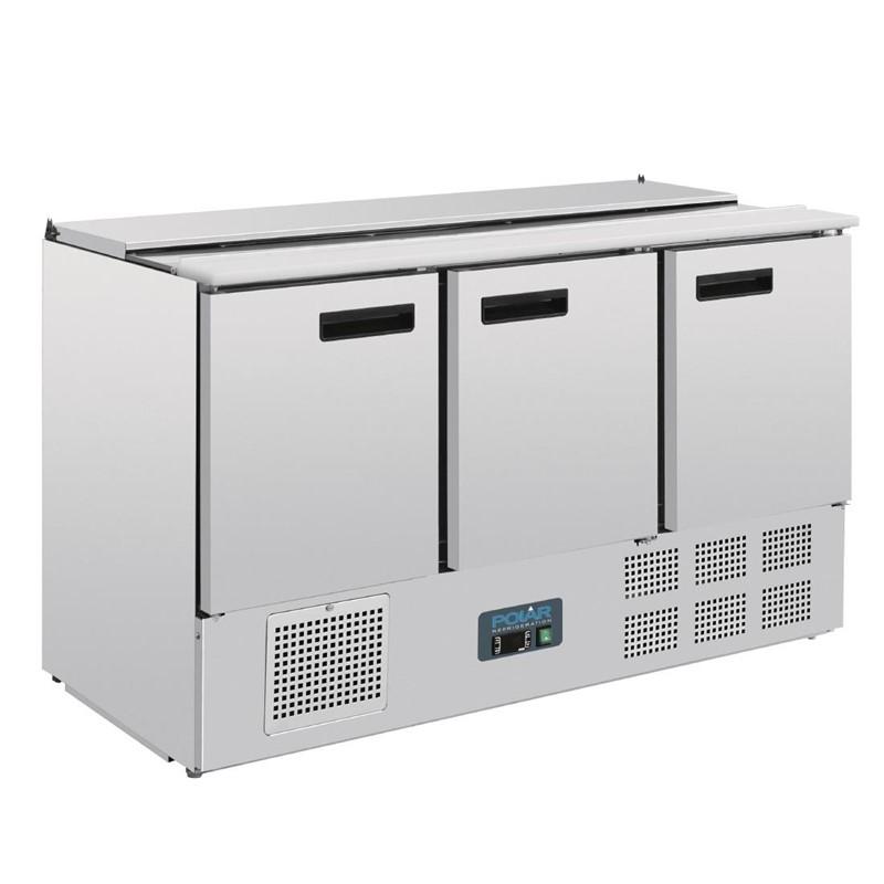 Mostrador frigorífico de preparación de ensalada 3 puertas 368L. 700mm de fondo Polar G607