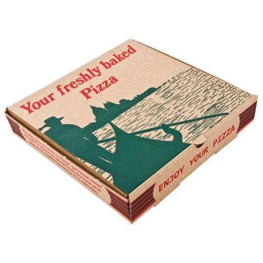 Cajas de cartón decoradas para pizzas de 23cm para llevar (Caja de 100) GG997