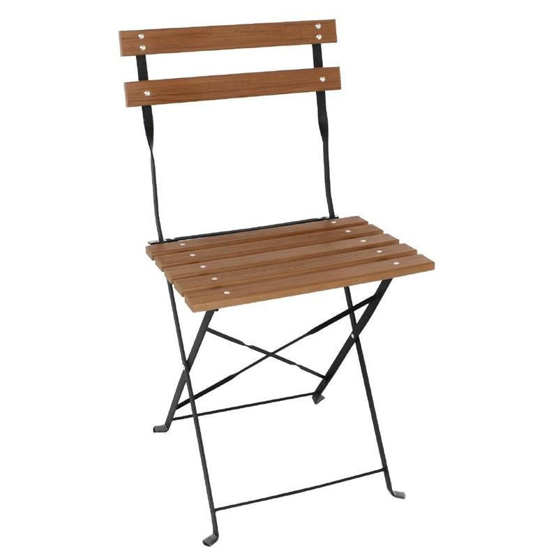 Juego de 2 sillas de terraza imitación madera plegables Bistro Bolero GJ766