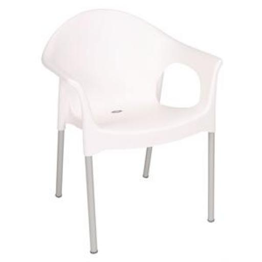 Juego de 4 sillas con brazos Bolero aluminio y polipropileno blanca apilable GJ974 [0]