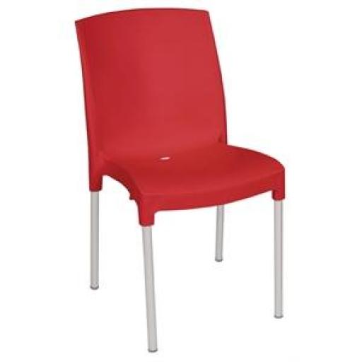 Juego de 4 sillas aluminio y polipropileno roja Bolero apilable GJ975 [0]