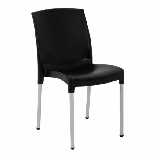 Juego de 4 sillas aluminio y polipropileno negra Bolero apilable GJ976 [2]