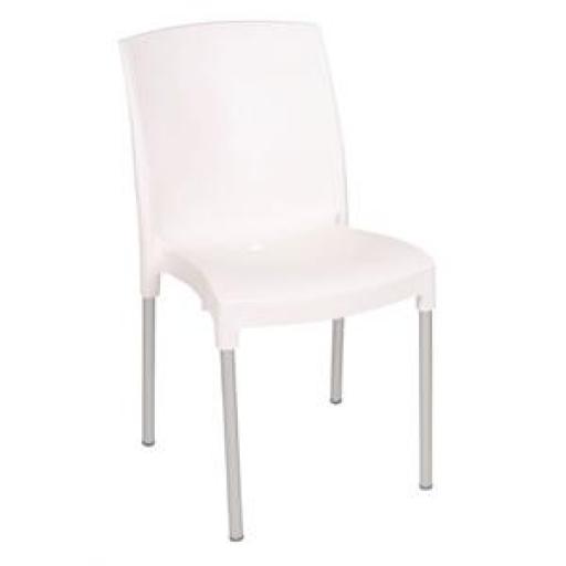 Juego de 4 sillas aluminio y polipropileno blanca Bolero apilable GJ977 [0]