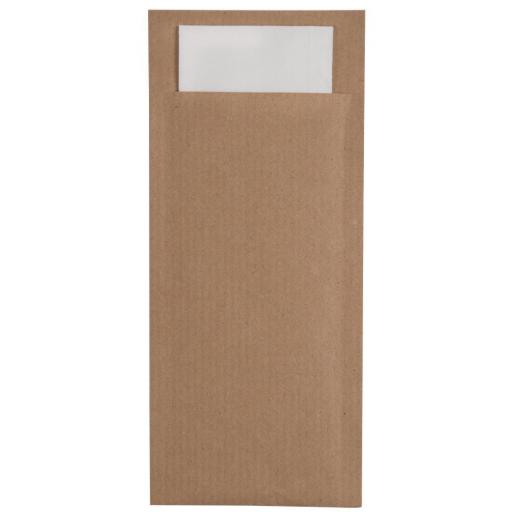 Caja de 600 fundas de papel marrón para cubiertos con servilleta Europchette GK916 [1]