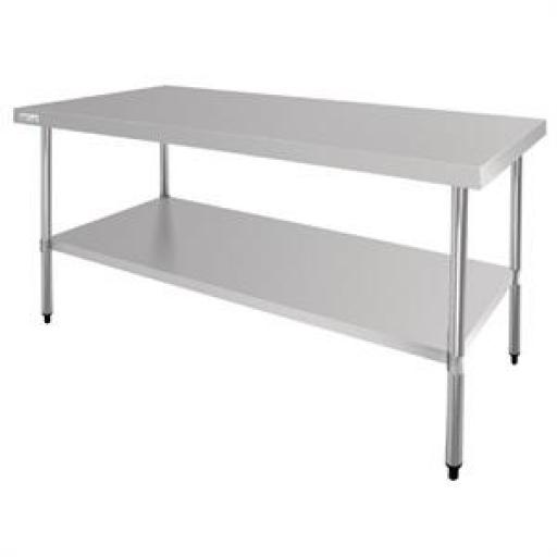 Mesa de cocina de acero inoxidable con estante Vogue 900mm de fondo GL279 [0]