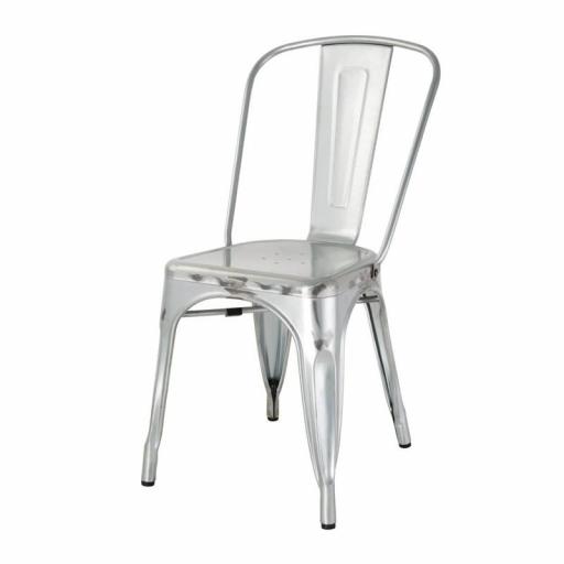 Juego de 4 sillas de acero galvanizado color gris acero inox Bolero Bistro Línea Industrial GL338