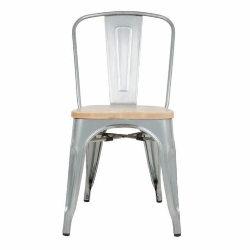 Juego de 4 sillas de acero gris inox con asiento de madera de fresno (paquete de 4) Bolero GM642 [0]