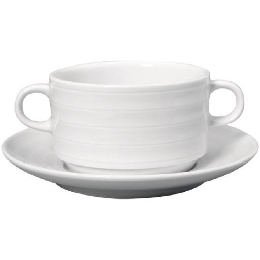 Juego de 4 tazas de consomé de porcelana blanca Intenzzo con platos 330ml. GR020 [0]