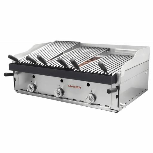 Barbacoa a gas con parrilla elevable de acero inoxidable y parrillas vascas Maiser B-90X+MPVE [1]