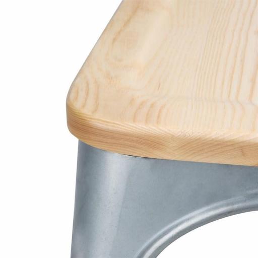Juego de 4 sillas de acero gris inox con asiento de madera de fresno (paquete de 4) Bolero GM642 [2]