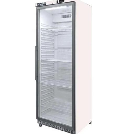 Expositor frigorífico de puerta de cristal lacado blanco 400L. Bóreas AR400PC