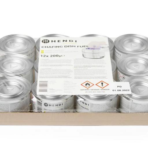 Pack de 12 latas de combustible en gel para calientaplatos Hendi [1]