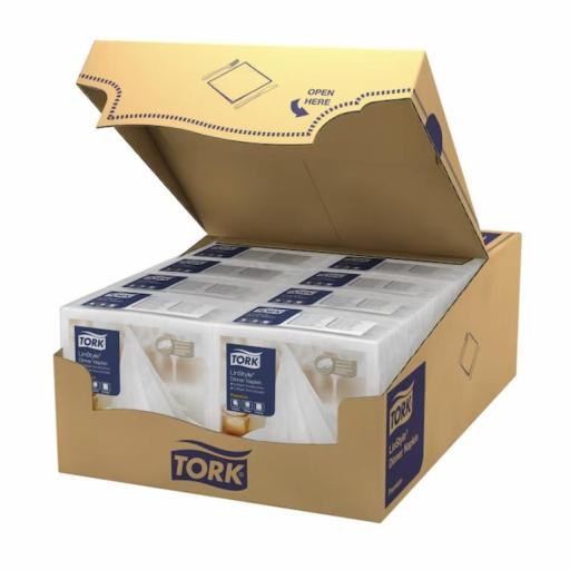  Caja 600 servilletas blancas 40x40cm Tork Premium Linstyle® DP180