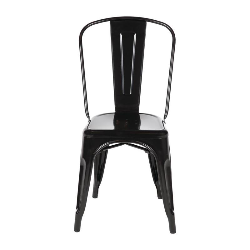 Juego de 4 sillas de acero negras Bolero Bistro Línea Industrial GL331