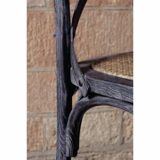 Juego de 2 sillas de madera con respaldo en cruz color negro lavado antiguo Bolero GG654 [3]