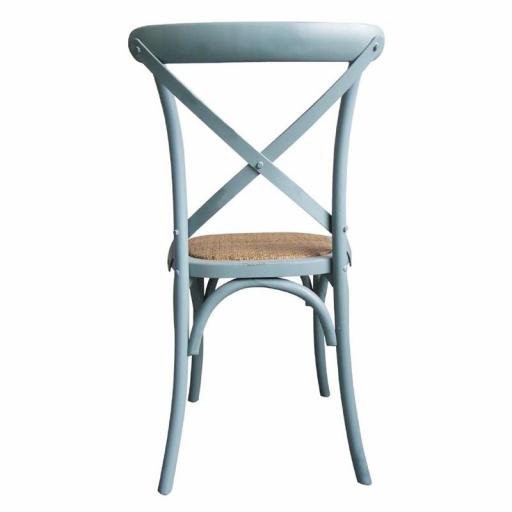 Juego de 2 sillas de madera con respaldo en cruz color azul lavado antiguo Bolero GG655 [2]
