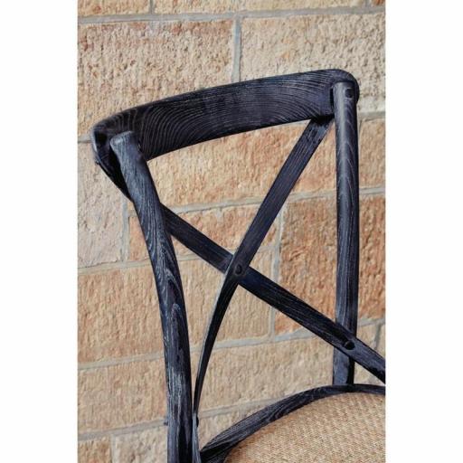 Juego de 2 sillas de madera con respaldo en cruz color negro lavado antiguo Bolero GG654 [4]