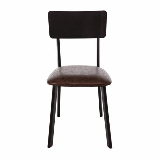 Juego de 4 sillas de bar de metal negro y asiento tapizado moka Vintage Bolero DR301 [3]