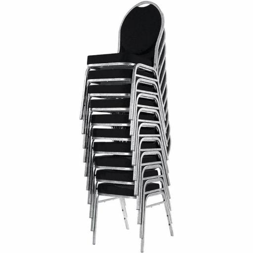 Juego de 4 sillas de banquete chasis de acero con respaldo ovalado y tela negra lisa Bolero CE142 [2]