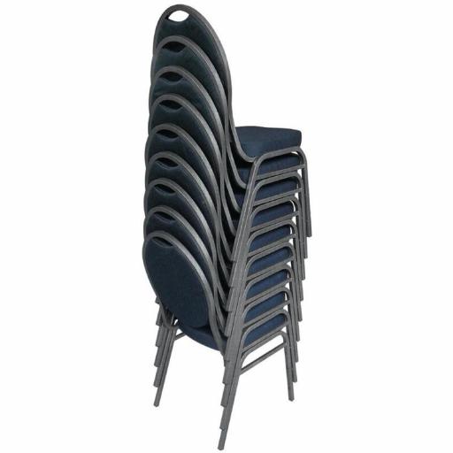 Juego de 4 sillas de banquete chasis de acero con respaldo ovalado y tela negra lisa Bolero CE142 [3]