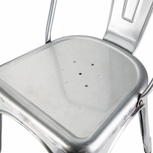 Juego de 4 sillas de acero galvanizado color gris acero inox Bolero Bistro Línea Industrial GL338 [3]