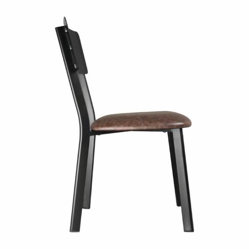 Juego de 4 sillas de bar de metal negro y asiento tapizado moka Vintage Bolero DR301 [2]