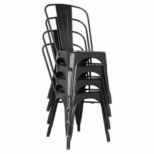 Juego de 4 sillas de acero negras Bolero Bistro Línea Industrial GL331 [1]