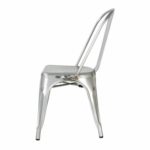 Juego de 4 sillas de acero galvanizado color gris acero inox Bolero Bistro Línea Industrial GL338 [1]