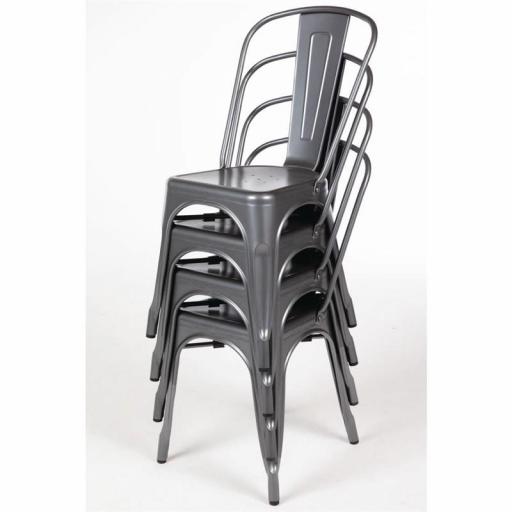 Juego de 4 sillas de acero galvanizado color gris Bolero Bistro GL329 [3]