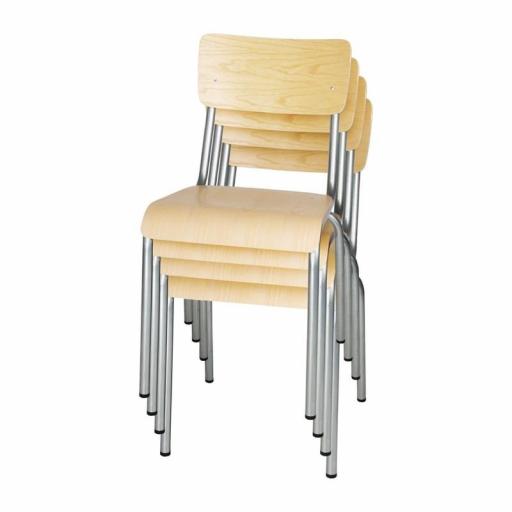 Juego de 4 sillas de bar de acero galvanizado y madera de fresno Bolero FB946 [4]