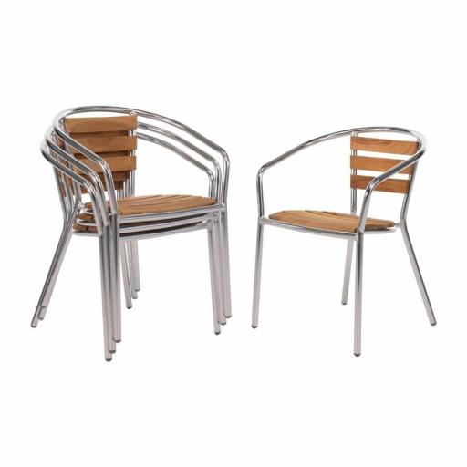 Juego de 4 sillas de terraza de aluminio y fresno 730mm.apilables Bolero U421 [0]