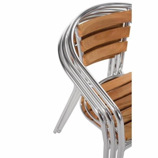 Juego de 4 sillas de terraza de aluminio y fresno 730mm.apilables Bolero U421 [2]