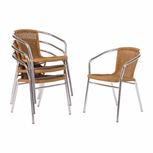 Juego de 4 sillas de terraza de aluminio y polietileno imitación mimbre apilables Bolero U422 [2]
