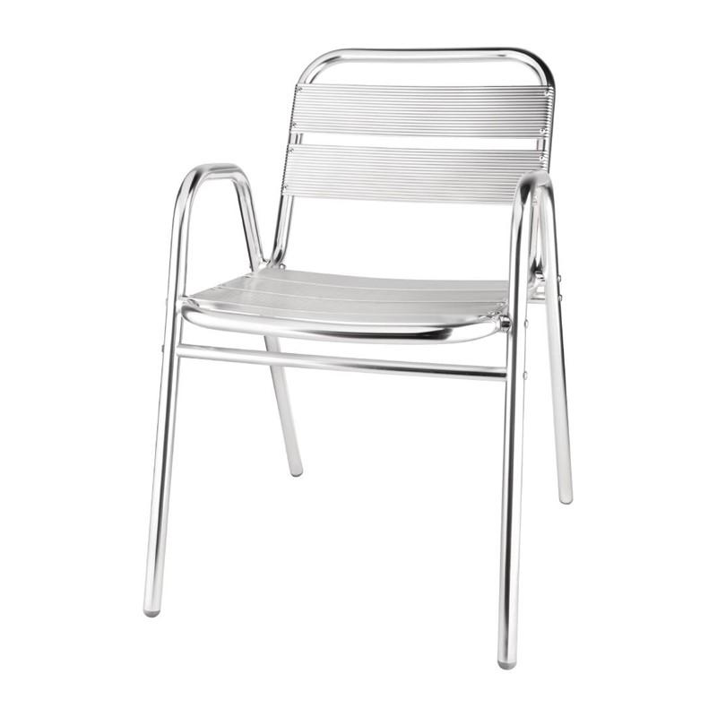 Juego de 4 sillas de terraza brazos arqueados de aluminio 780mm. apilables Bolero U501