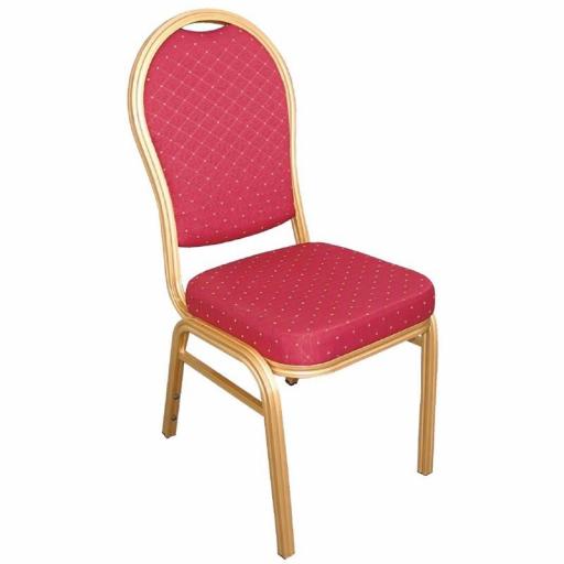 Juego de 4 sillas de banquete respaldo arqueado tapizado estampado rojo apilables Bolero U525